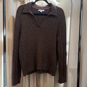Tommy Hilfiger Brown Cable Knit Sweater
